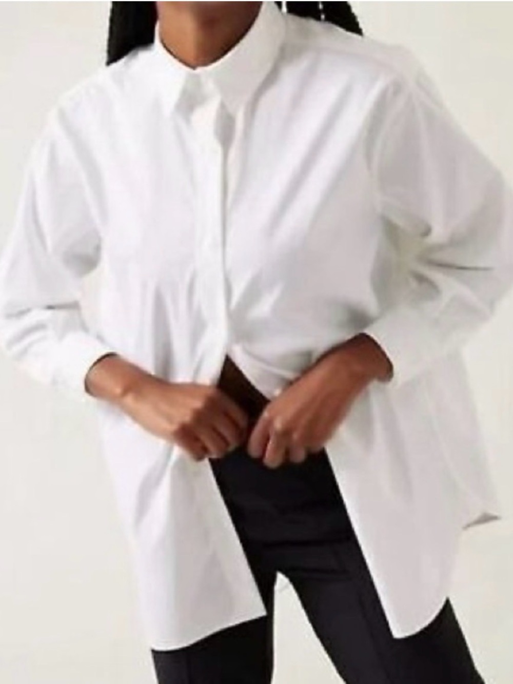 Athleta Oversized White Poplin Button Down Shirt, size L - Picture 9 of 9
